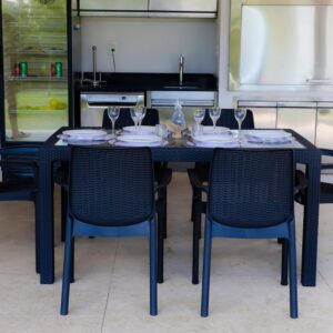 Juego Simil Rattan ×6 Tapa De Vidrio